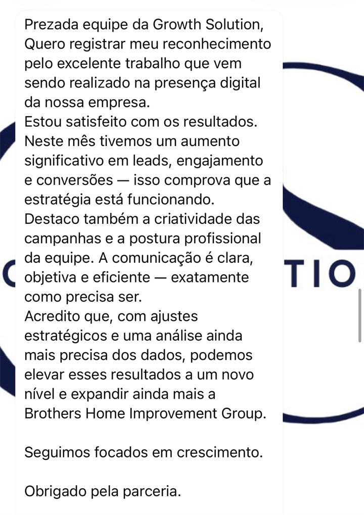 Brothers Home Improvement Group acknowledging the lift in leads, engagement and conversions with Growth Solutions®